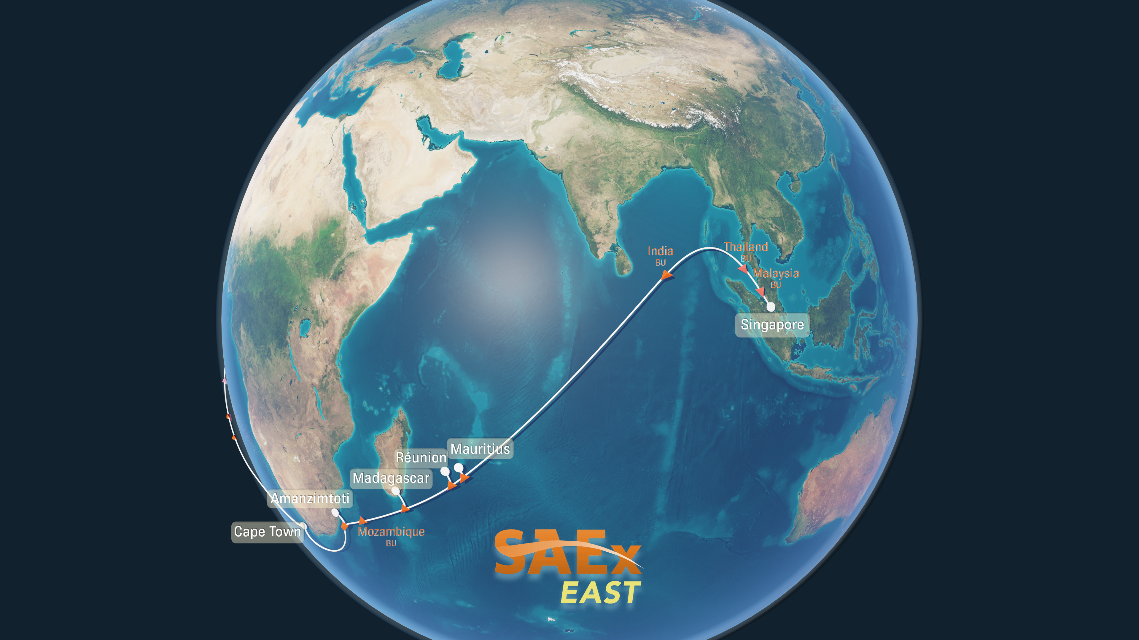 Topology and seabed profile of SAEx1 - South Atlantic Express Cable